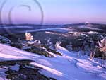 Winter Sunrise from Cascade Mountain, Adirondack Vistas wall calendar, Adirondack High Peaks photos by Carl Heilman II, Cascade Mountain pictures, High Peaks Region prints, Adirondack nature photography, Adirondack winter panoramas
