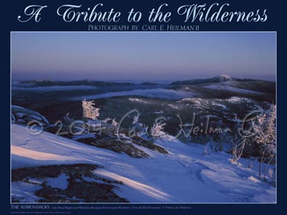 Adirondack poster of Whiteface Mountain and the Lake Placid  area from Cascade Mountain. Adirondack print 