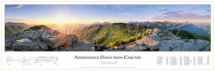 Adirondack mountains poster of the view from Cascade Mountain - Adirondack High Peaks poster art print