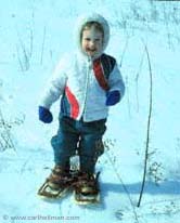 Snowshoes are for everyone, snowshoeing at 2 years old